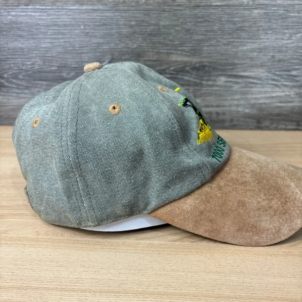 Vintage John Deere Hat Cap Strap Back‎ Green Canvas 7000 Series Tractors